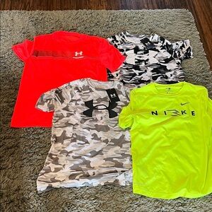 Nike and Under Armour NWT -Kids' T-Shirts - Neon Yellow, Red, and Camo